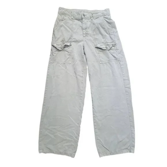 American Eagle Pants Women's 2 Sage Green Lyocell Skater Wide Leg Baggy Soft - Picture 2 of 4